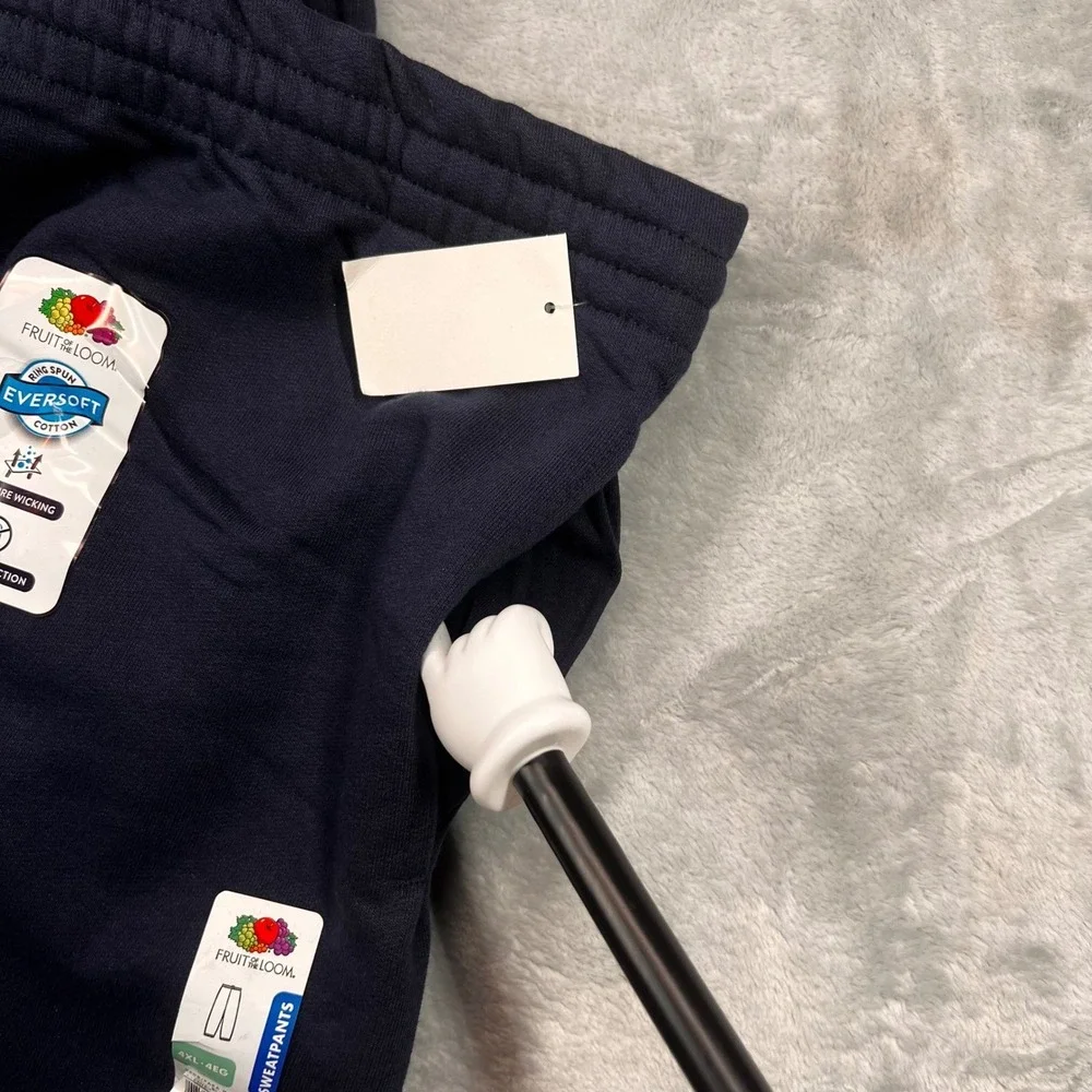 Fruit of the Loom Mens EverSoft Sweatpants Navy Blue 4XL Joggers New
